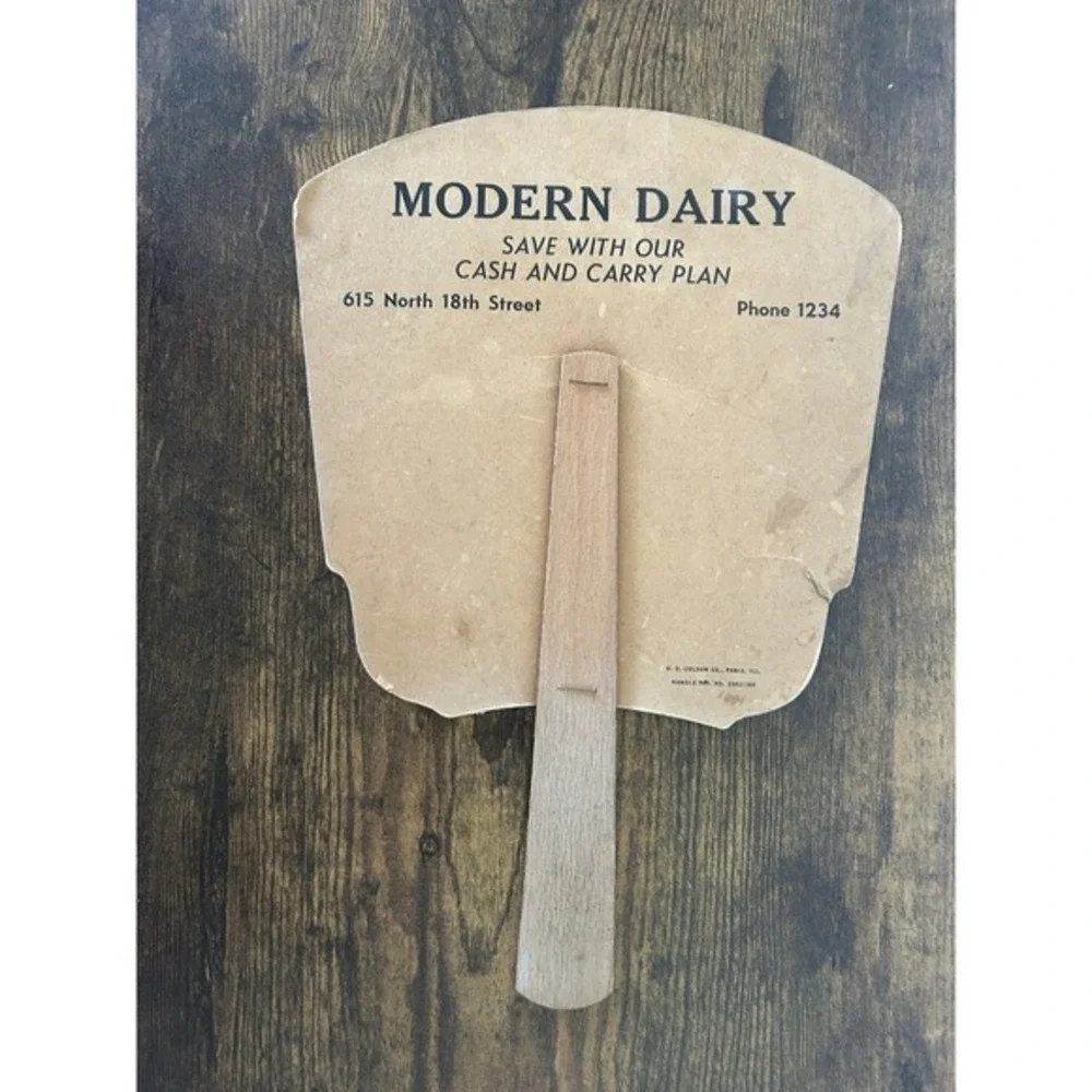 Vintage‎ Modern Dairy Paris ILL Spring Cottage Bridge Hand Fan